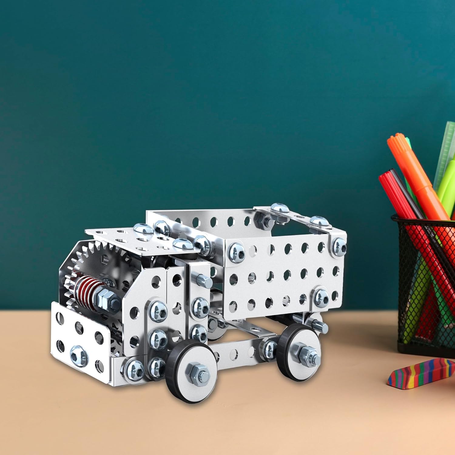 Schylling Steel Works Mechanical Multi-Model - Steel Building Set - Includes 300 Pieces. Tools. and Instructions to Make 10 Different Models - Ages 8 and Up - Image 7